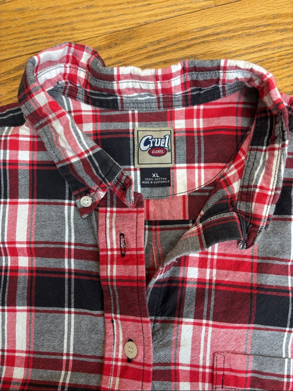 Cruel Girl Women’s Red Plaid Button-Up Western Shirt